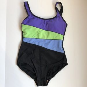 Malliot Batten one piece color block Textured one piece swimsuit size 10